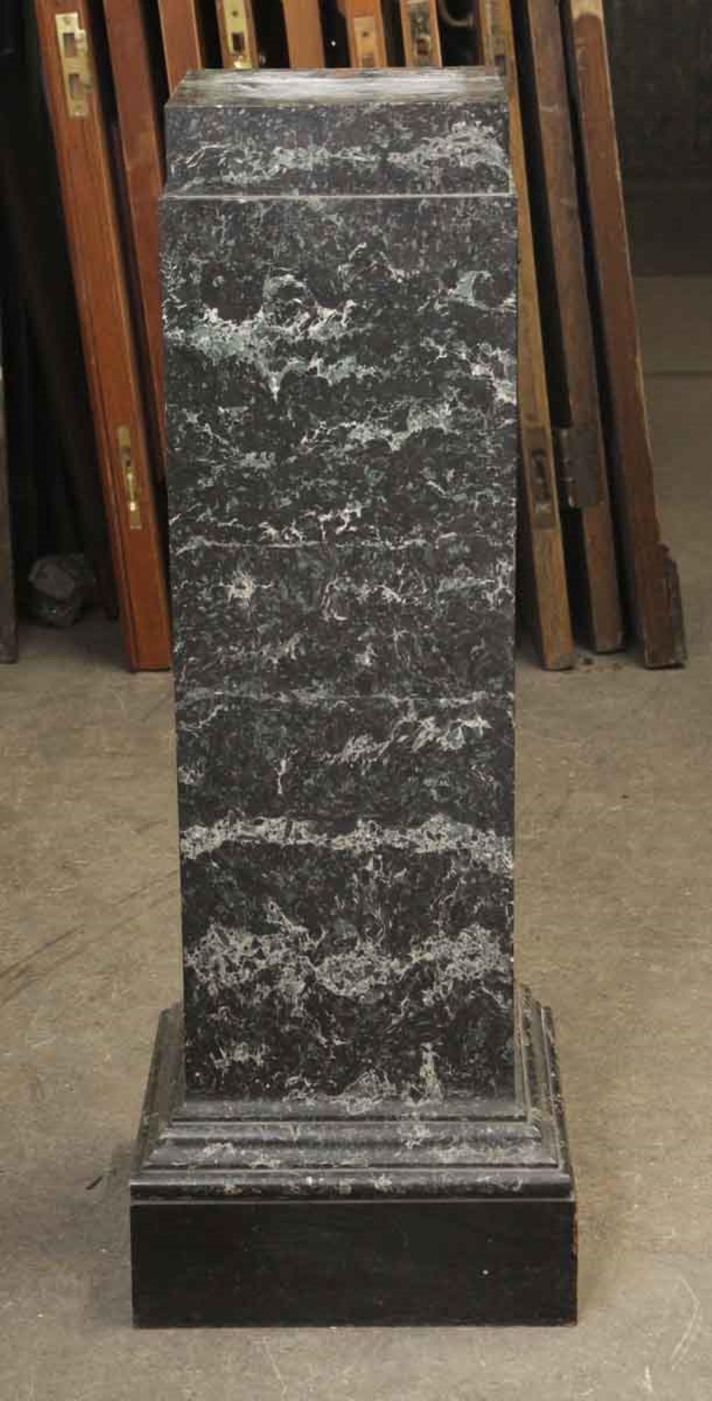 1890s Green Veined Solid Marble Pedestal with Brass Plaque 3