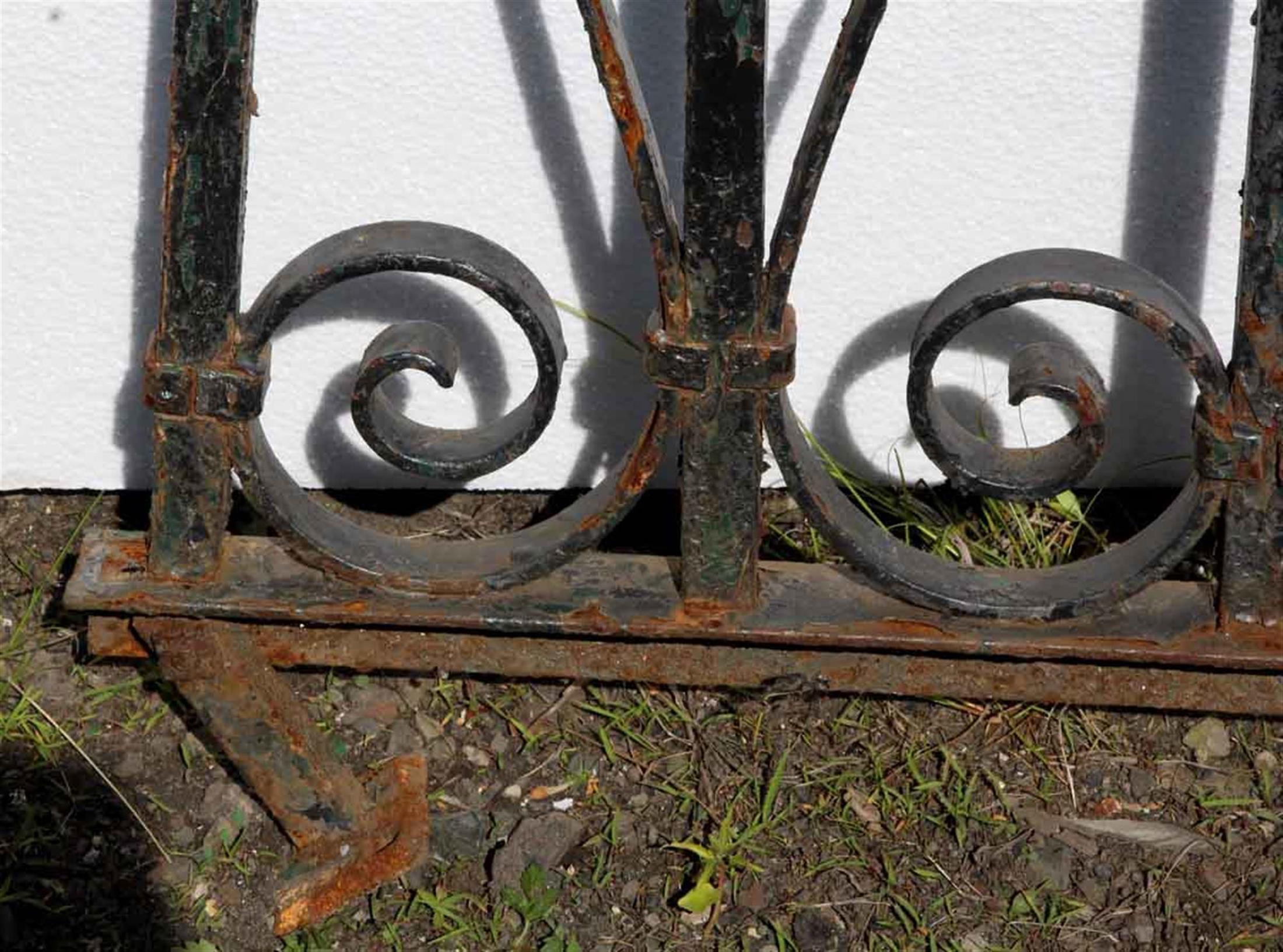 Industrial 1890s Hand-Wrought Iron Balcony Railing with Detailed Turns and Curls