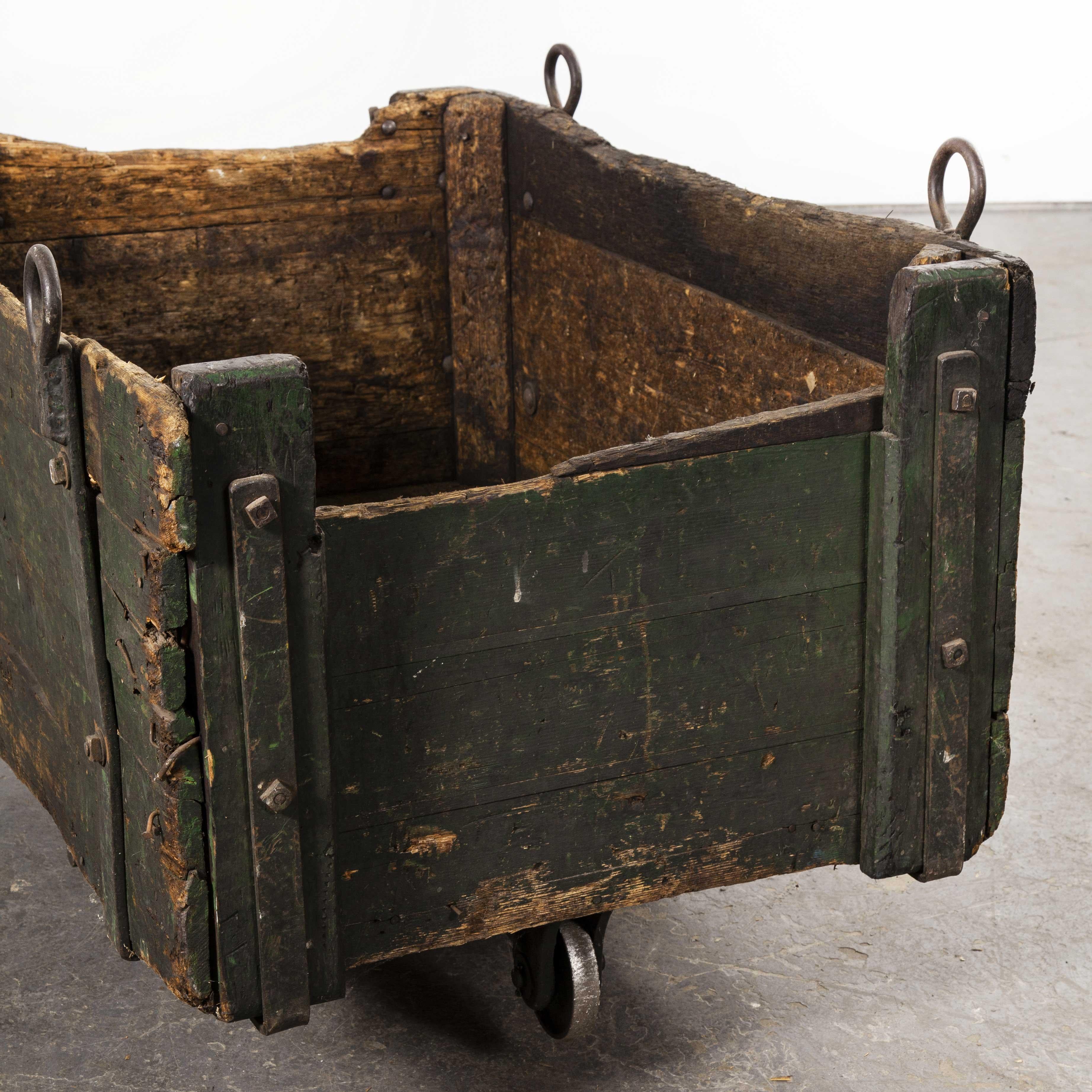 Wood 1890s Heavy Industrial Box Trolley For Sale