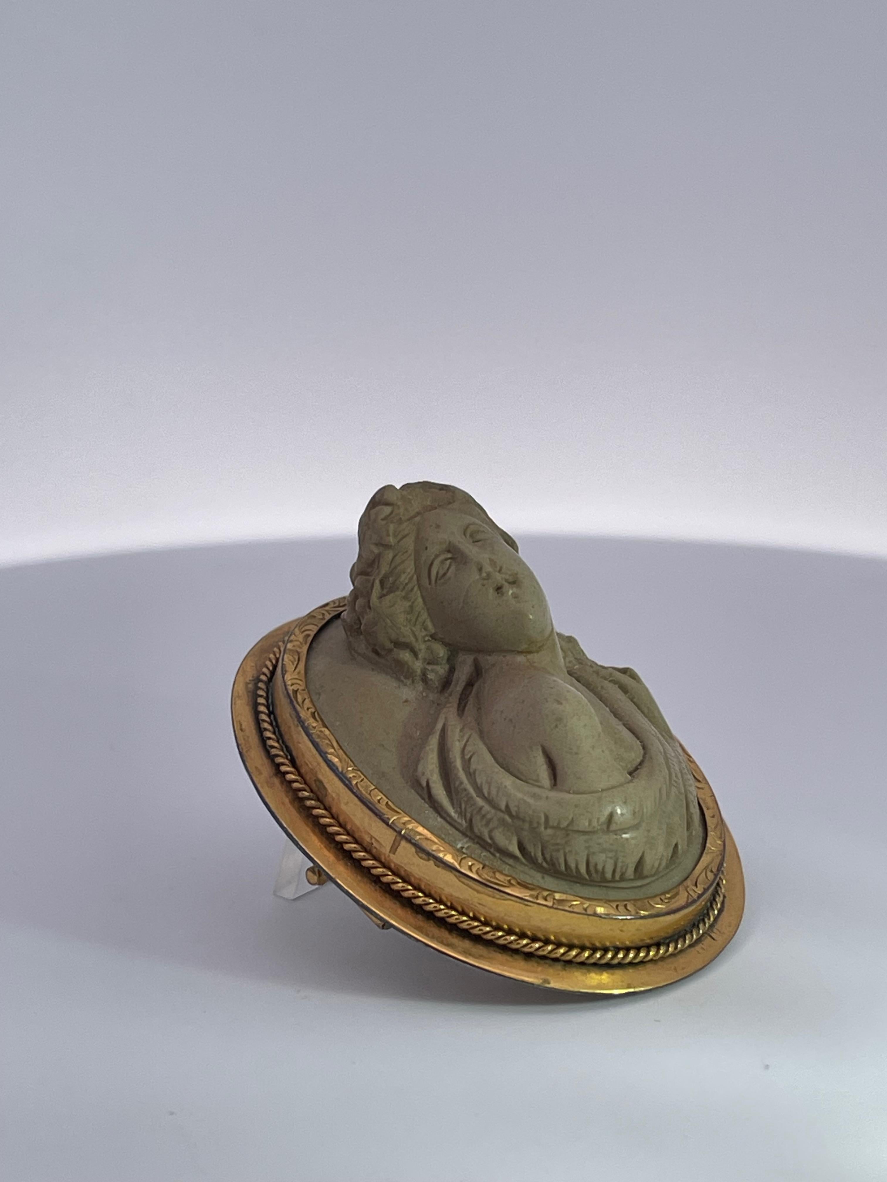 1890's High Relief Lava Cameo brooch For Sale 2