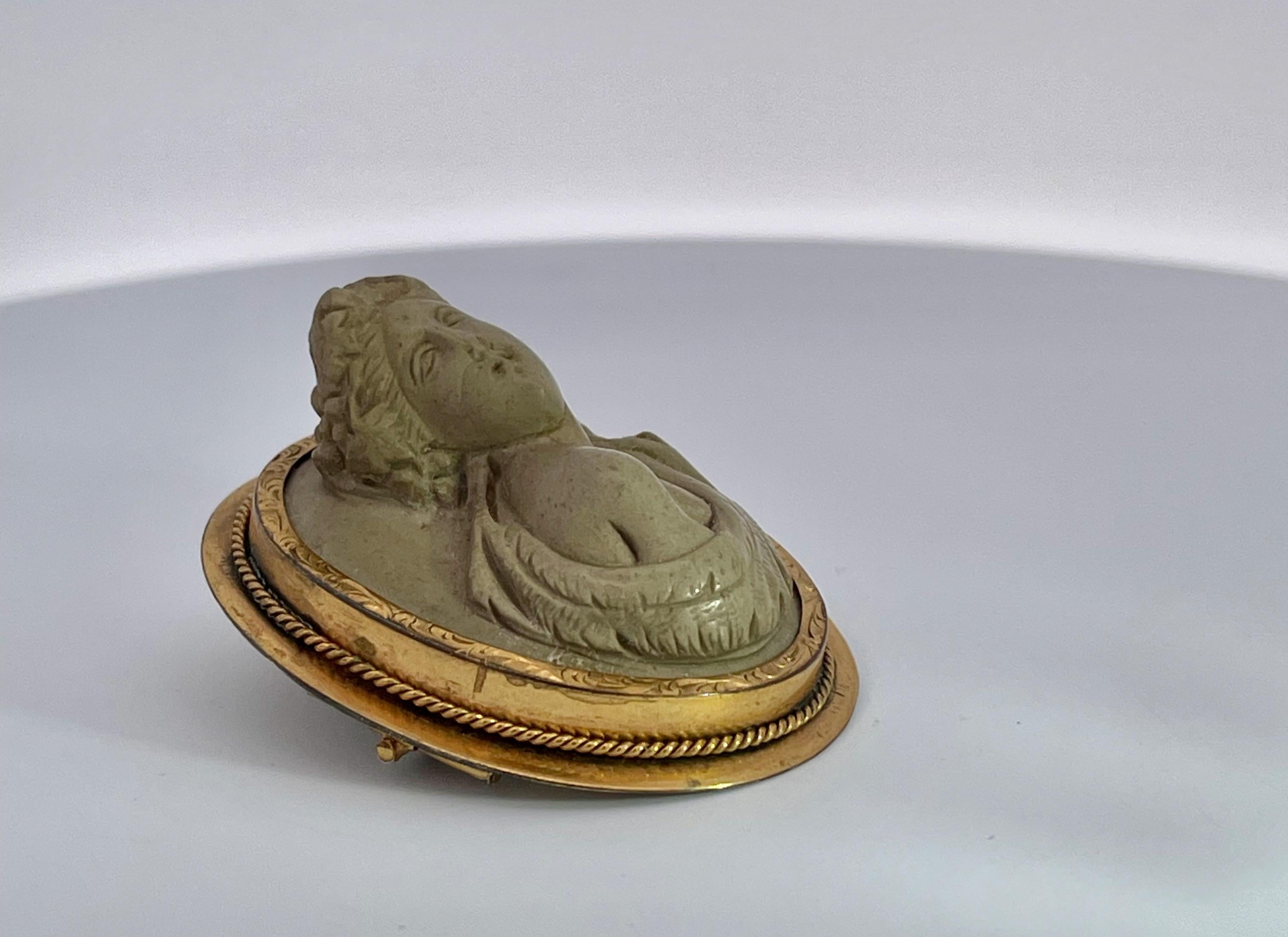1890's High Relief Lava Cameo brooch For Sale 3