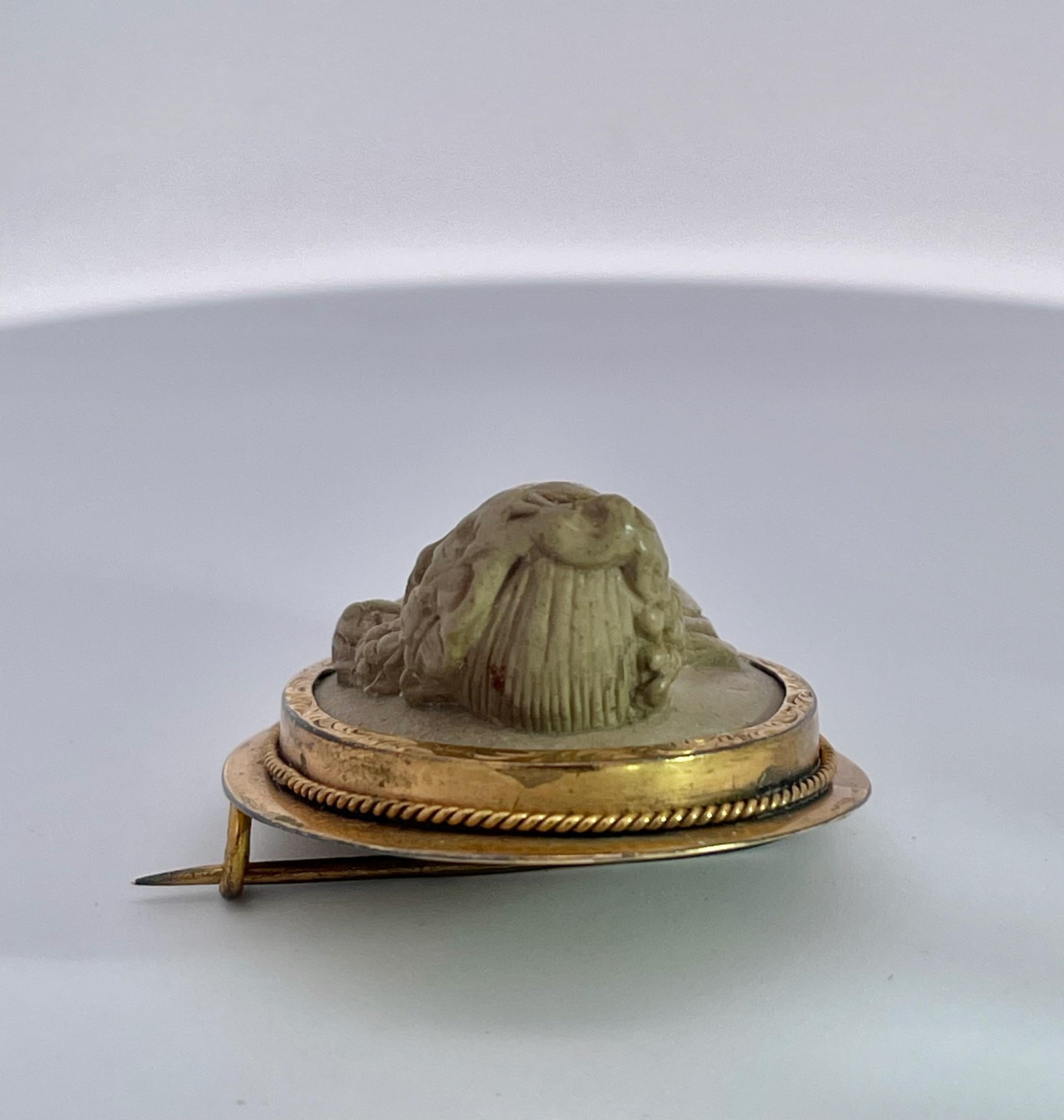 1890's High Relief Lava Cameo brooch For Sale 4