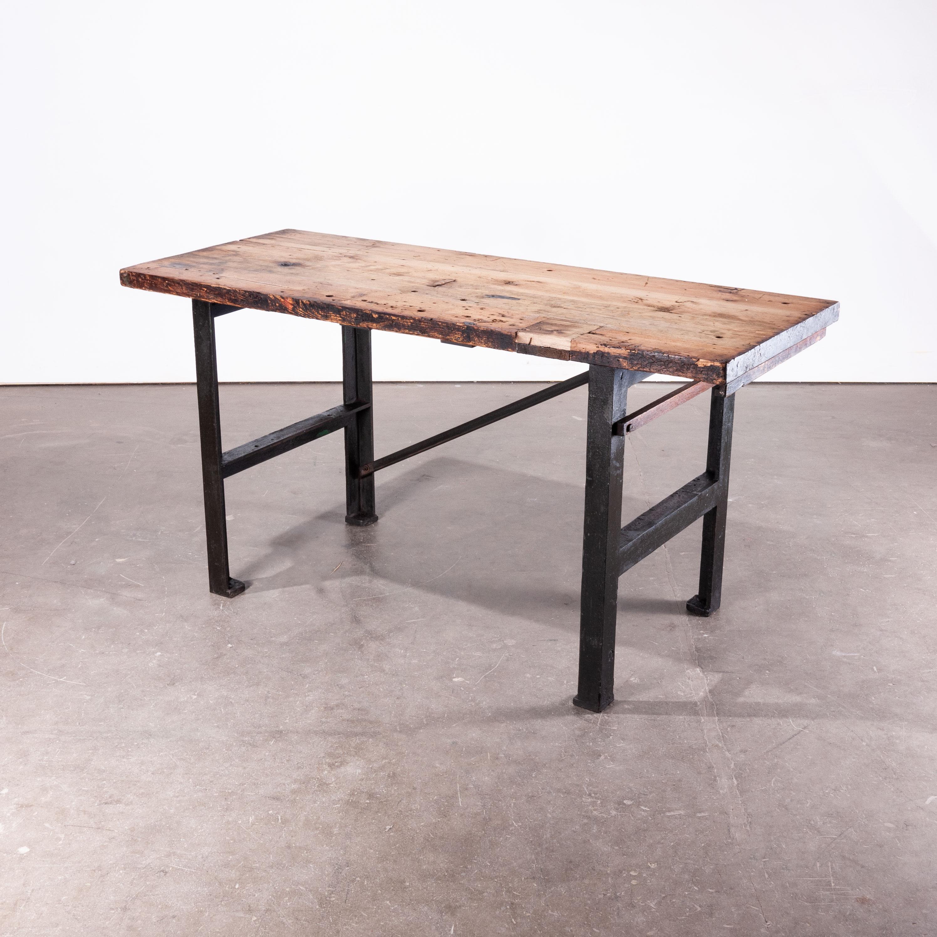 1890s Industrial Mill Work Bench/Console Table 1