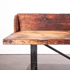 1890s Industrial Mill Work Bench/Console Table with Upstand