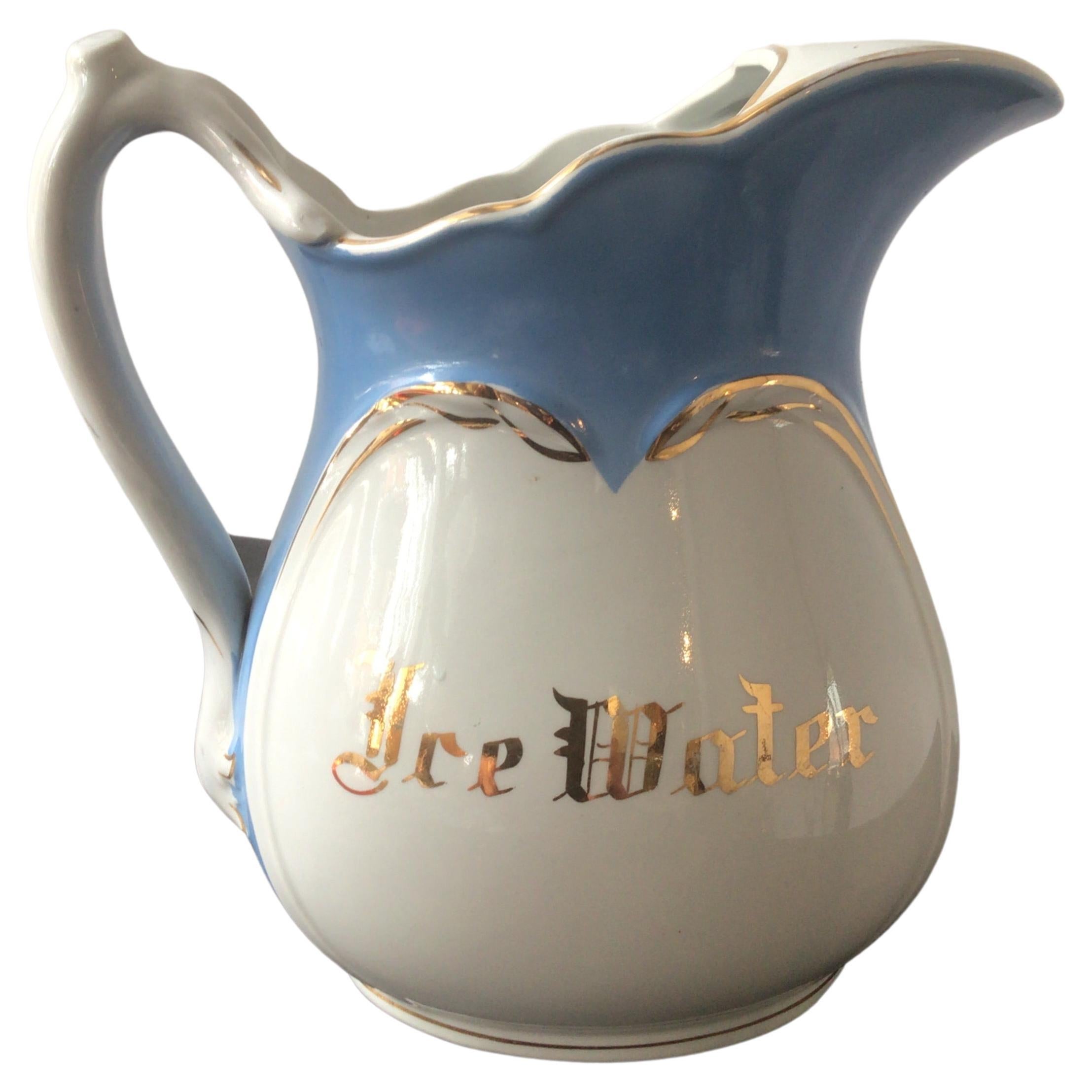 1890s Ironstone Water Pitcher For Sale