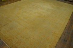 1890s Ivory Classic Floral Antique Indian Amritsar Carpet 10'3"x14' Wool Rug