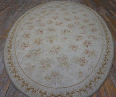 1890s Ivory Rose Garden Antique French Aubusson Rug 8'4'' x 13'4'' Oval Carpet
