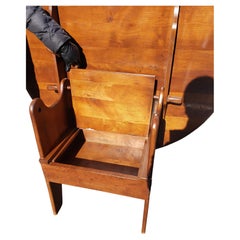 1890s Large Tilt Top Cherry Chair Table with Storage Seat