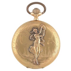 1890s Longuevue Chased Case Full Hunter Keyless Wind Pocket Watch