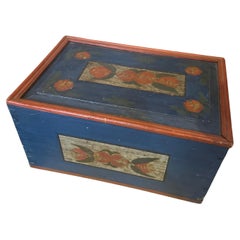 Boîte sicilienne Louis Philippe des années 1890 en bois laqué rouge et bleu