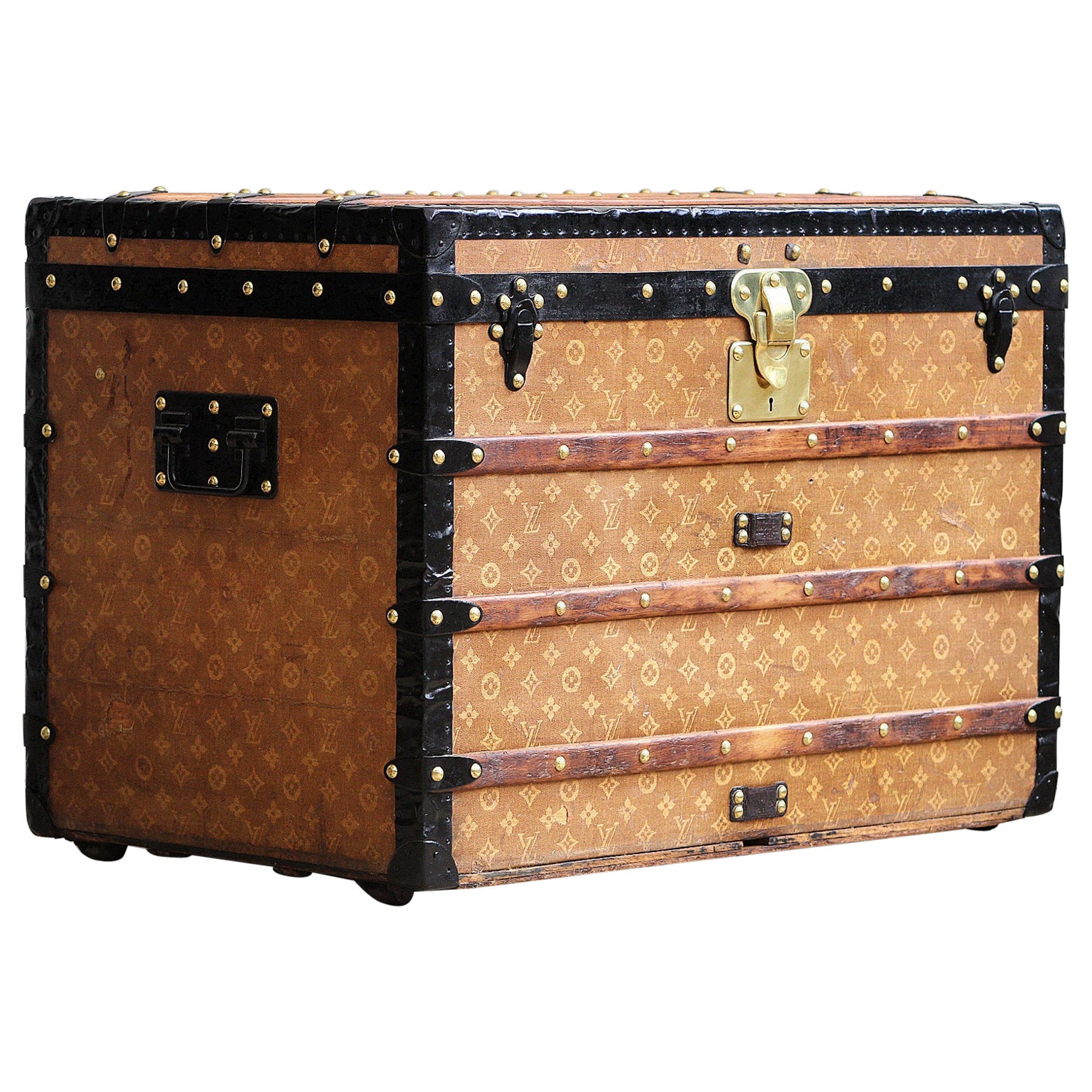 Malle de coursier Louis Vuitton des années 1890 en toile tissée avec monogramme