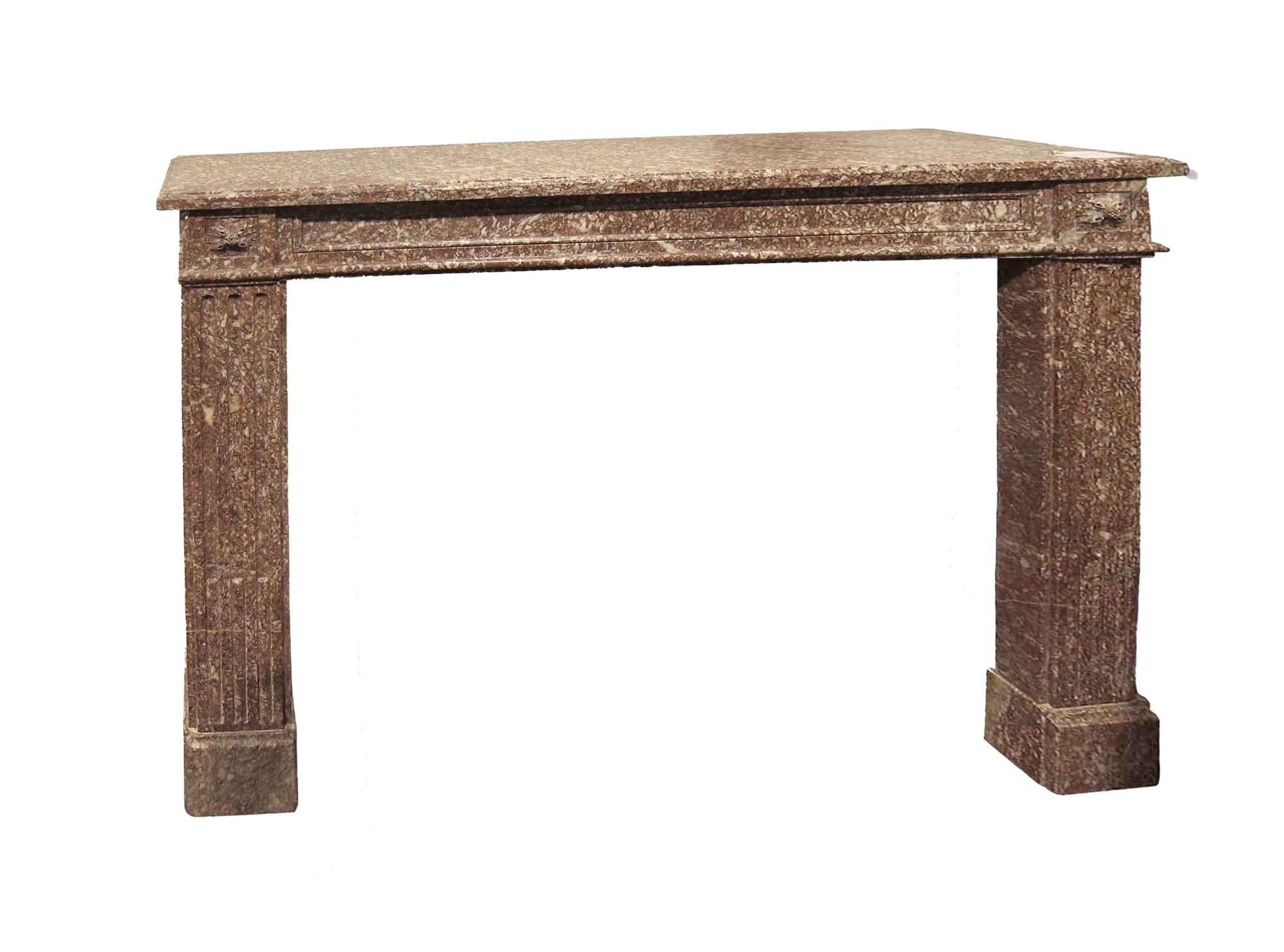 Late 19th Century 1890s Louis XVI Pink French Marble Mantel For Sale