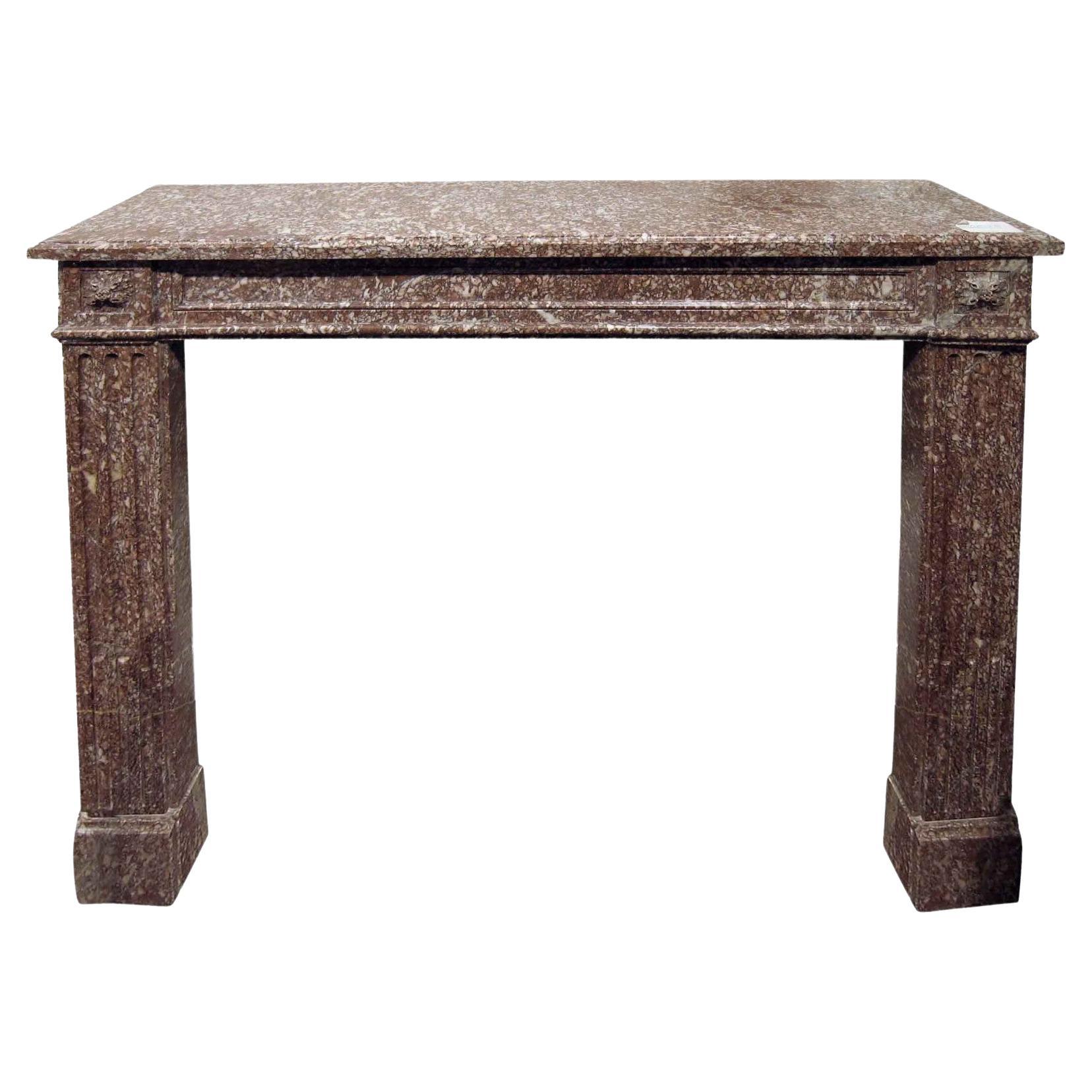 1890s Louis XVI Pink French Marble Mantel For Sale