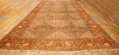 1890s Multicolor Field Diamond Antique Knotted Wool Sarouk Farahan Runner Rug