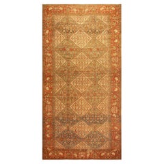 1890s Multicolor Field Diamond Antique Knotted Wool Sarouk Farahan Runner Rug