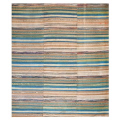 1890s Multicolor Stripe Folk Art Antique American Shaker Rag Rug 8
6"x9
 Carpet