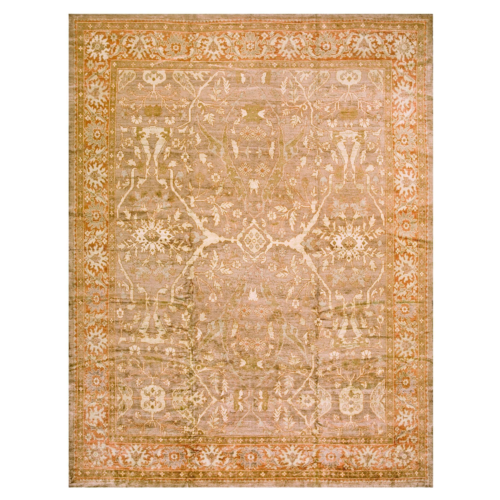 1890s Neutral Taupe Rust Antique Persian Sultanabad Rug 10
4"x134" Wool Carpet en venta
