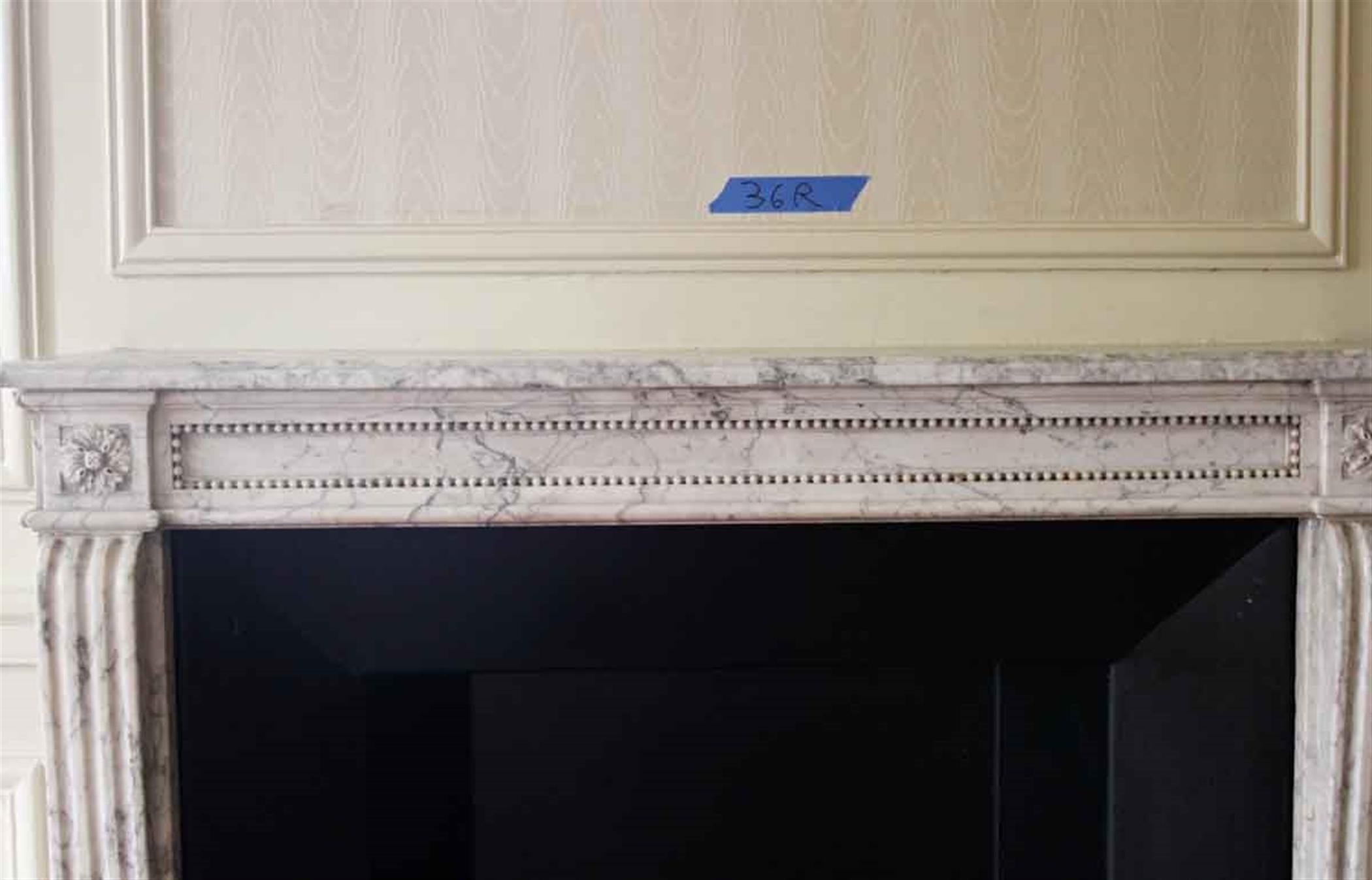 Hand-Carved 1890s NYC Waldorf Astoria Hotel French Regency Louis XVI Carrara Marble Mantel