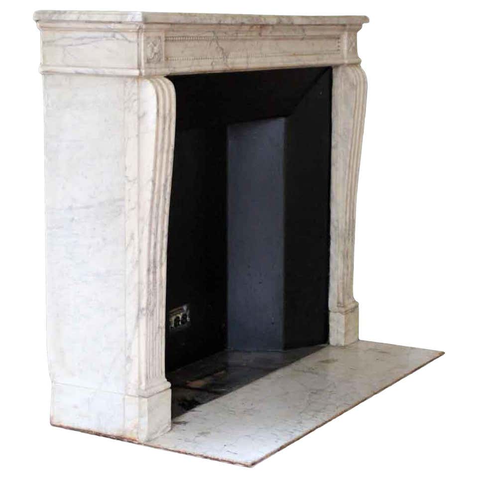5th Ave 1890s Arched Carrara Marble Mantel Hand Carved w/ Seashell ...
