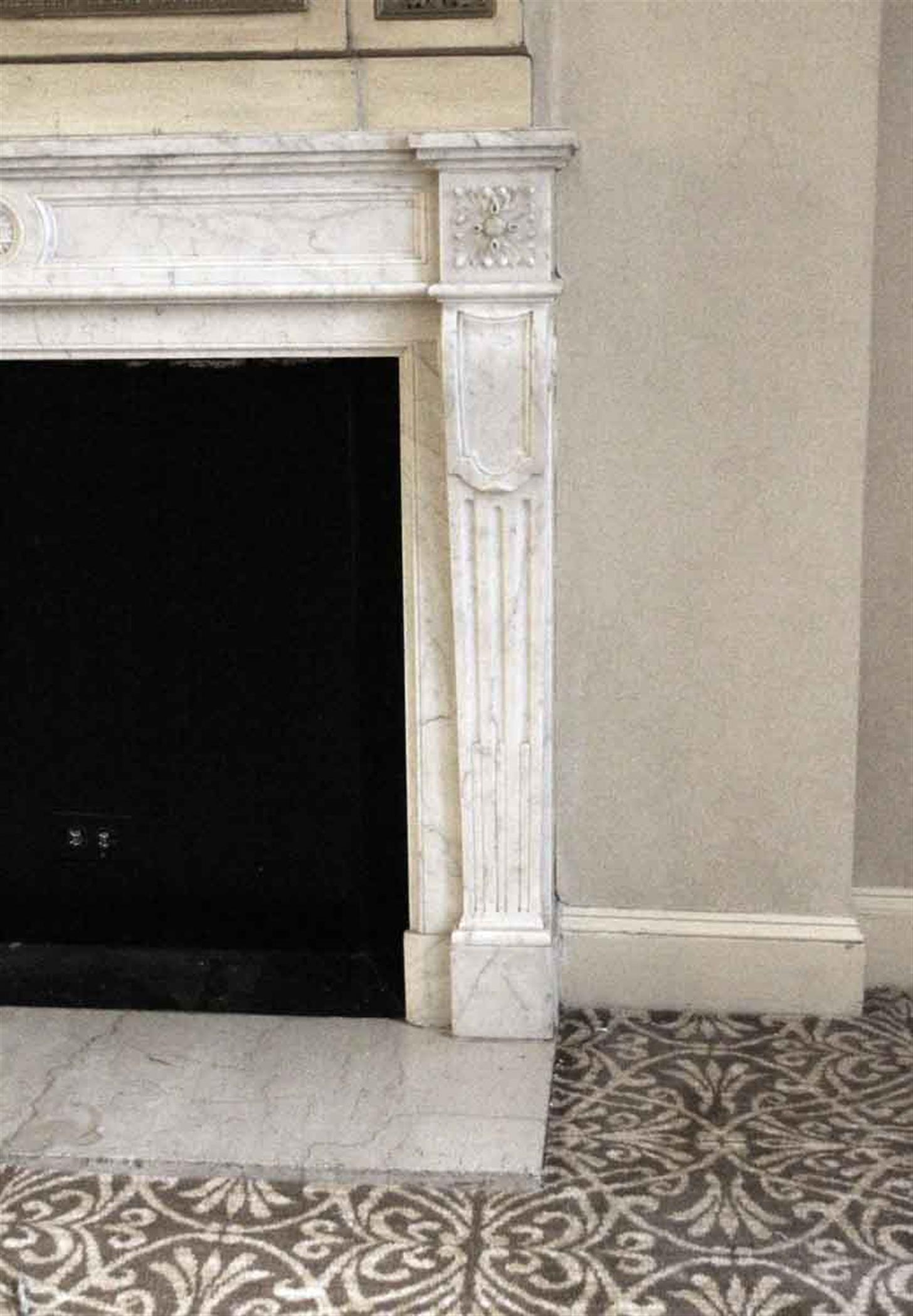 1890s NYC Waldorf Astoria Hotel French Regency White Carrara Marble Mantel 3