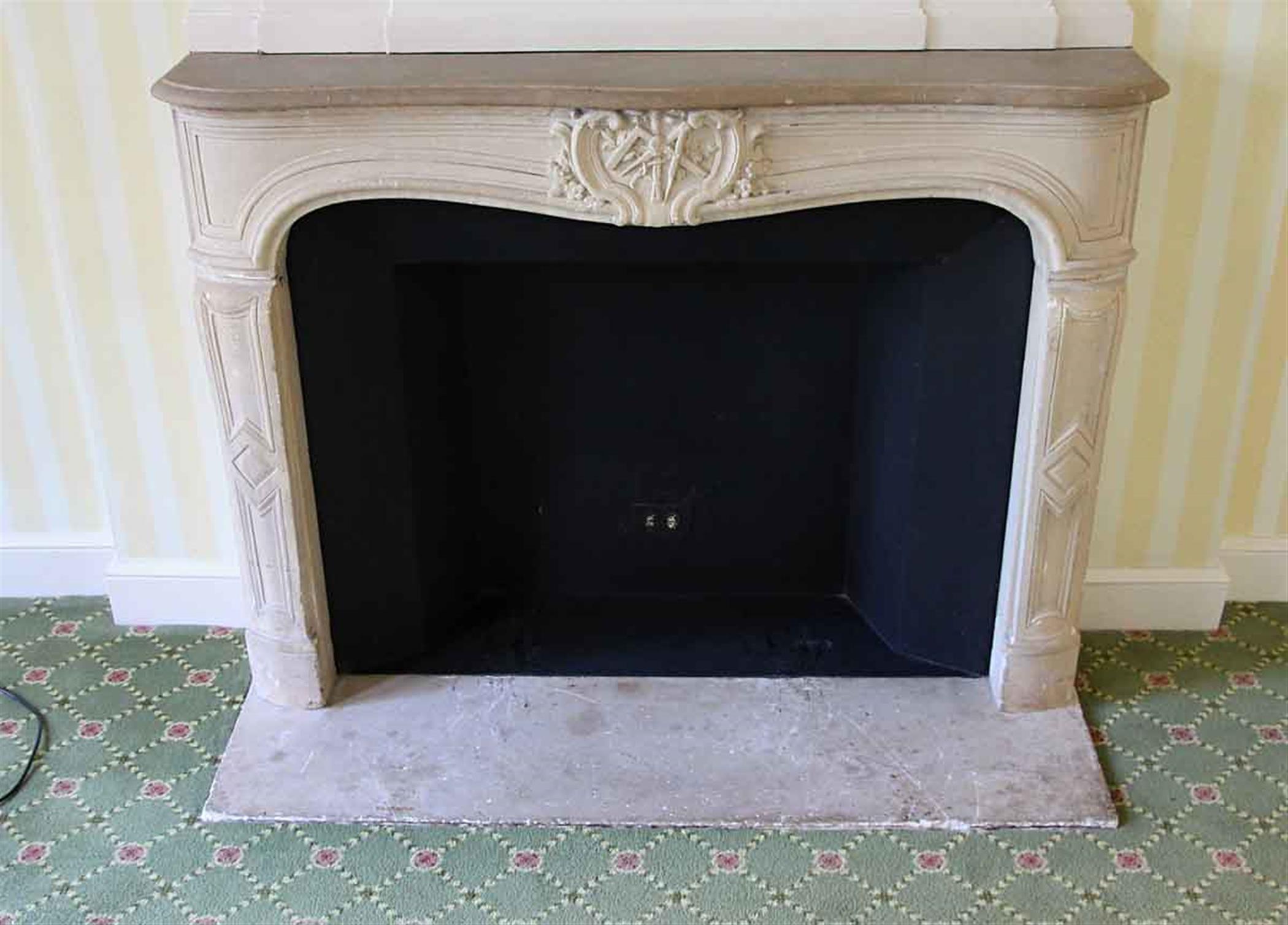Late 19th Century Louis XV French Carved Limestone Mantel Waldorf Astoria Hotel  For Sale