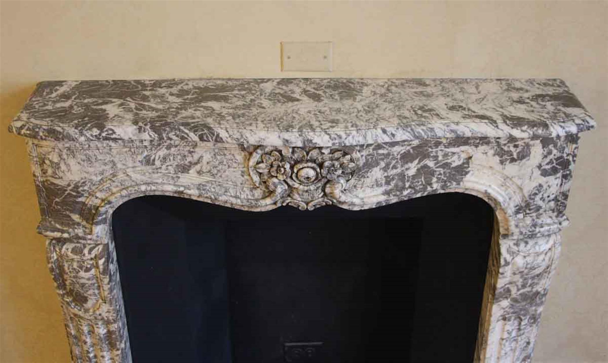 Hand-Carved Waldorf Astoria Hotel Rococo Marble Mantel Hand Carved Petite Louis XV 