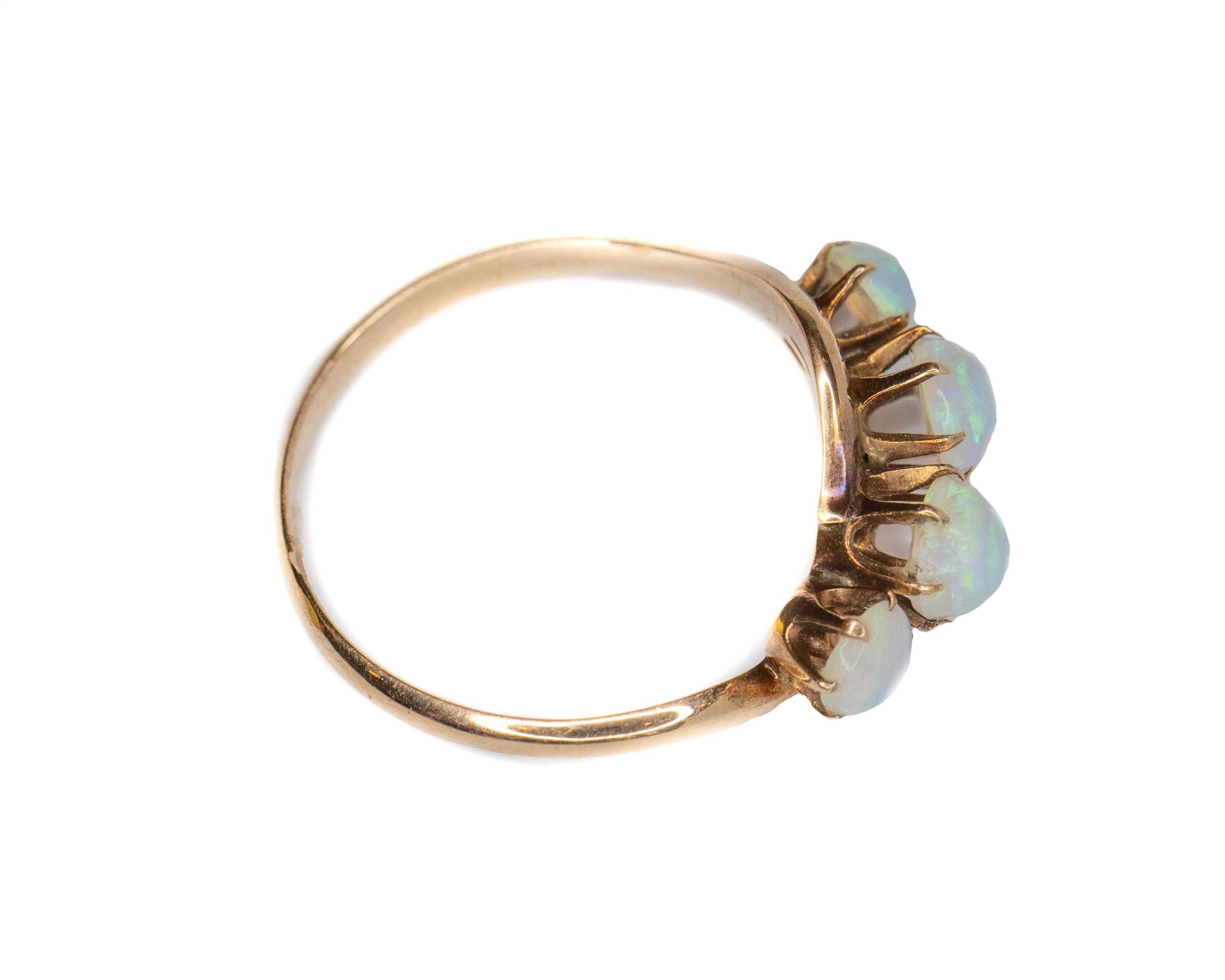 Round Cut 1890s Opal Ring in Two-Tone Gold