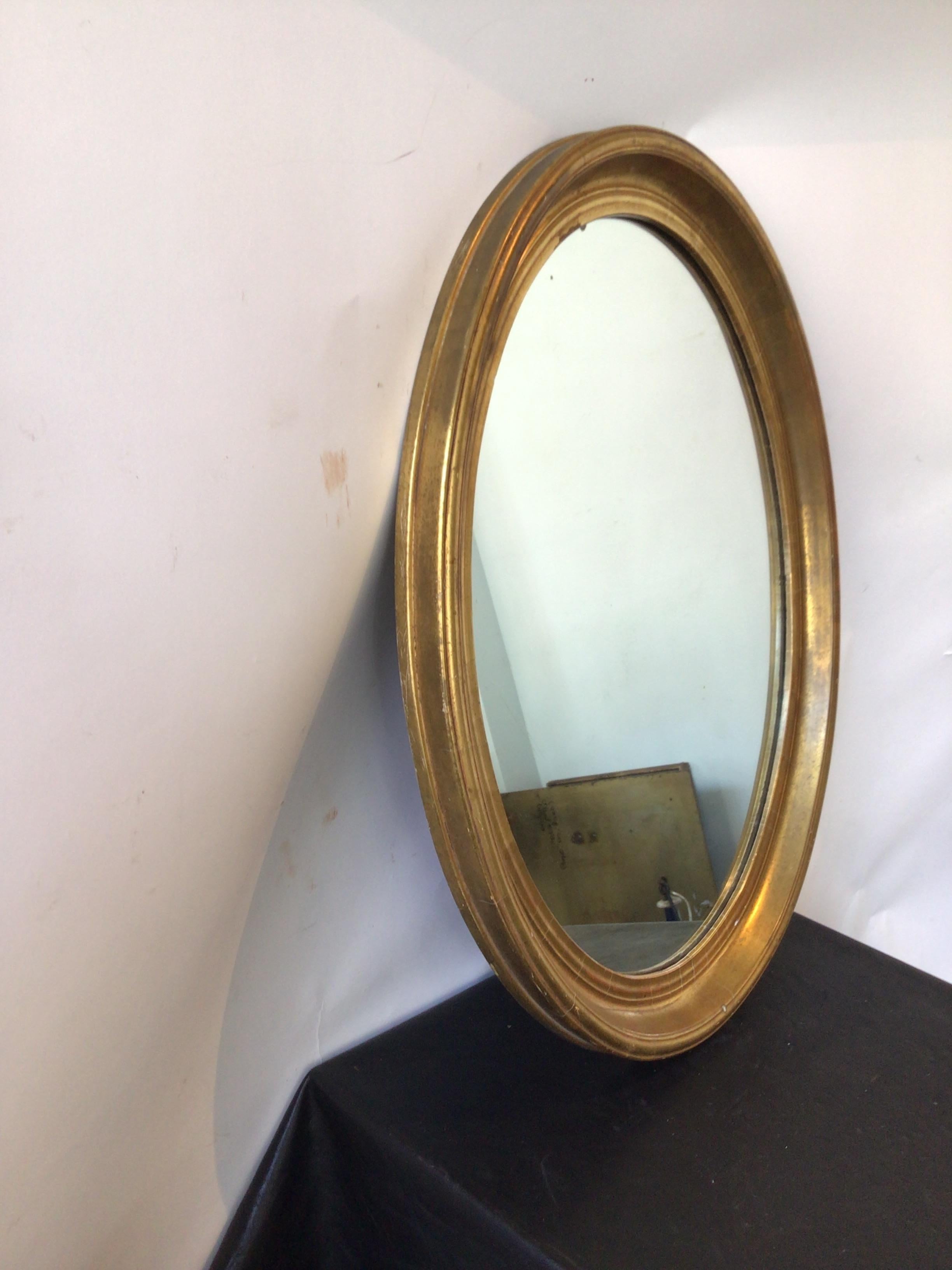 Late 19th Century 1890s Oval Gilt Wood Mirror