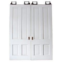1890s Pair 4 Panel Wood Pocket Doors with Rollers Doors Alone Total