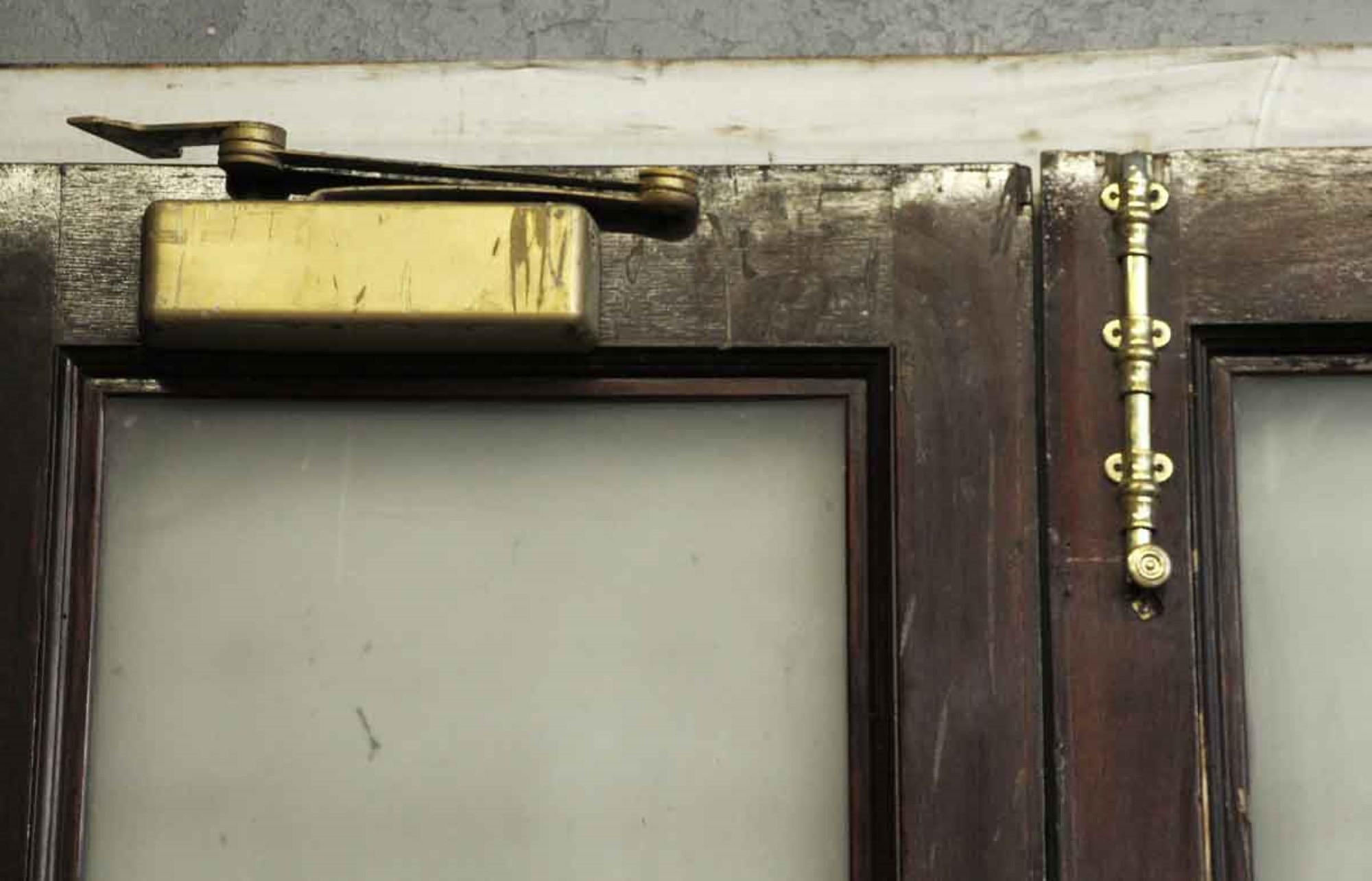 1890s Pair Antique Wood and Glass Swinging Doors Brownstone 2