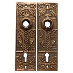 Antique 1890s Pair of Brass Eastlake Aesthetic Style Passage Door Back Plates