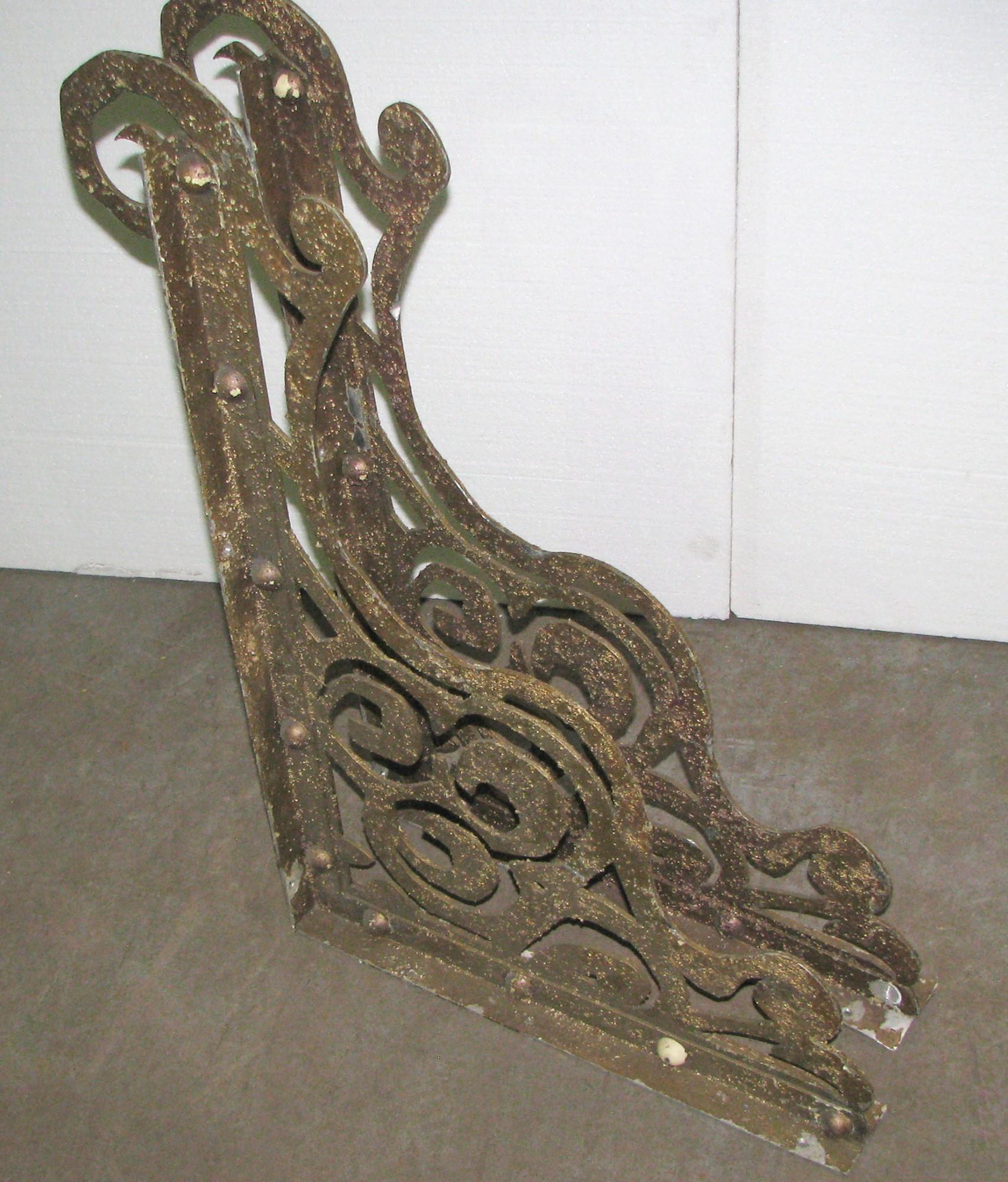 Metal 1890s Pair of Ornate Architectural Steel Brackets from Manhattan Fire Escape