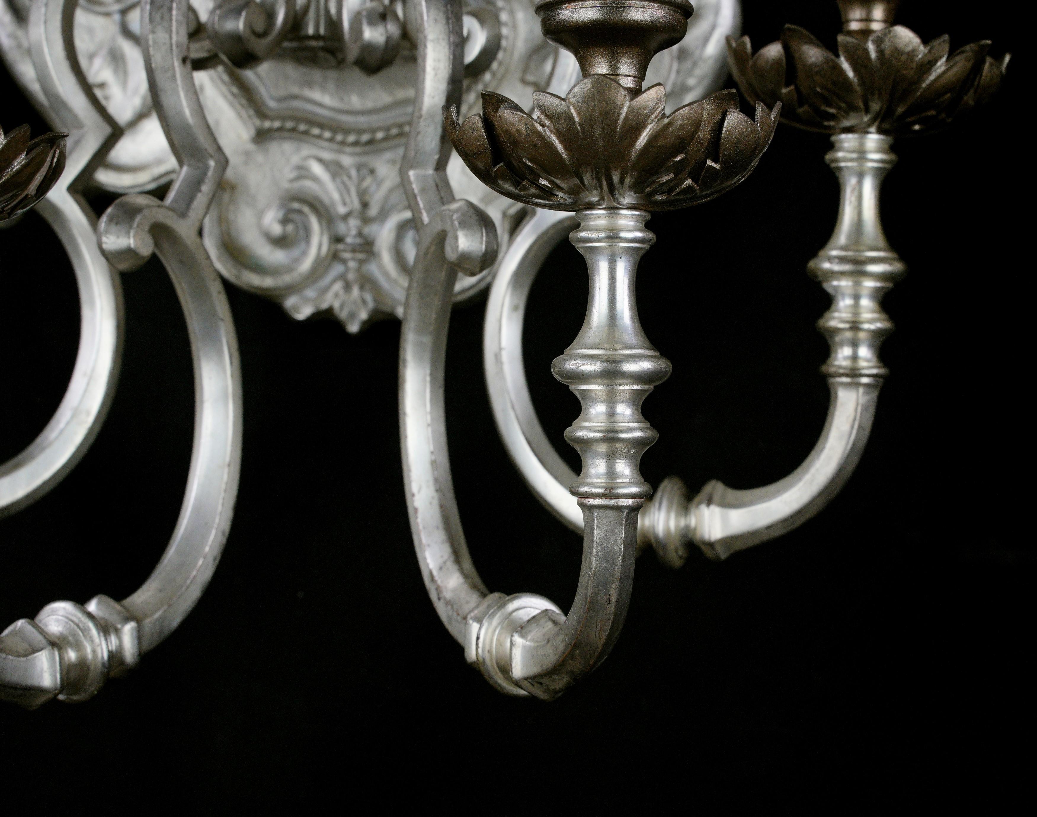 1890s Pair Oversize Silvered Bronze Sconces EF Caldwell For Sale 8