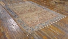 1890s Peach Color & Blue Border Antique Persian Sultanabad Rug 6'10"x9'9" Carpet