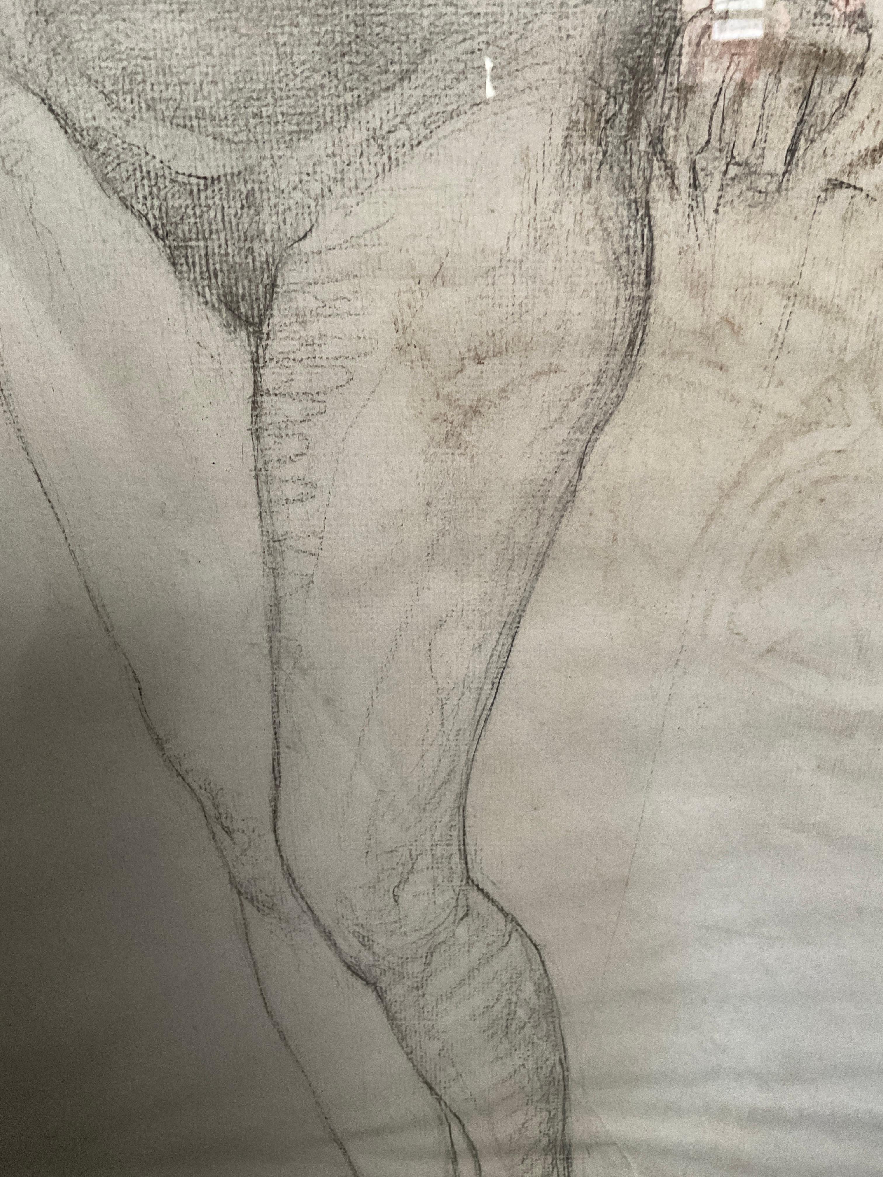 Dessin de femme nue au crayon des années 1890 en vente 1
