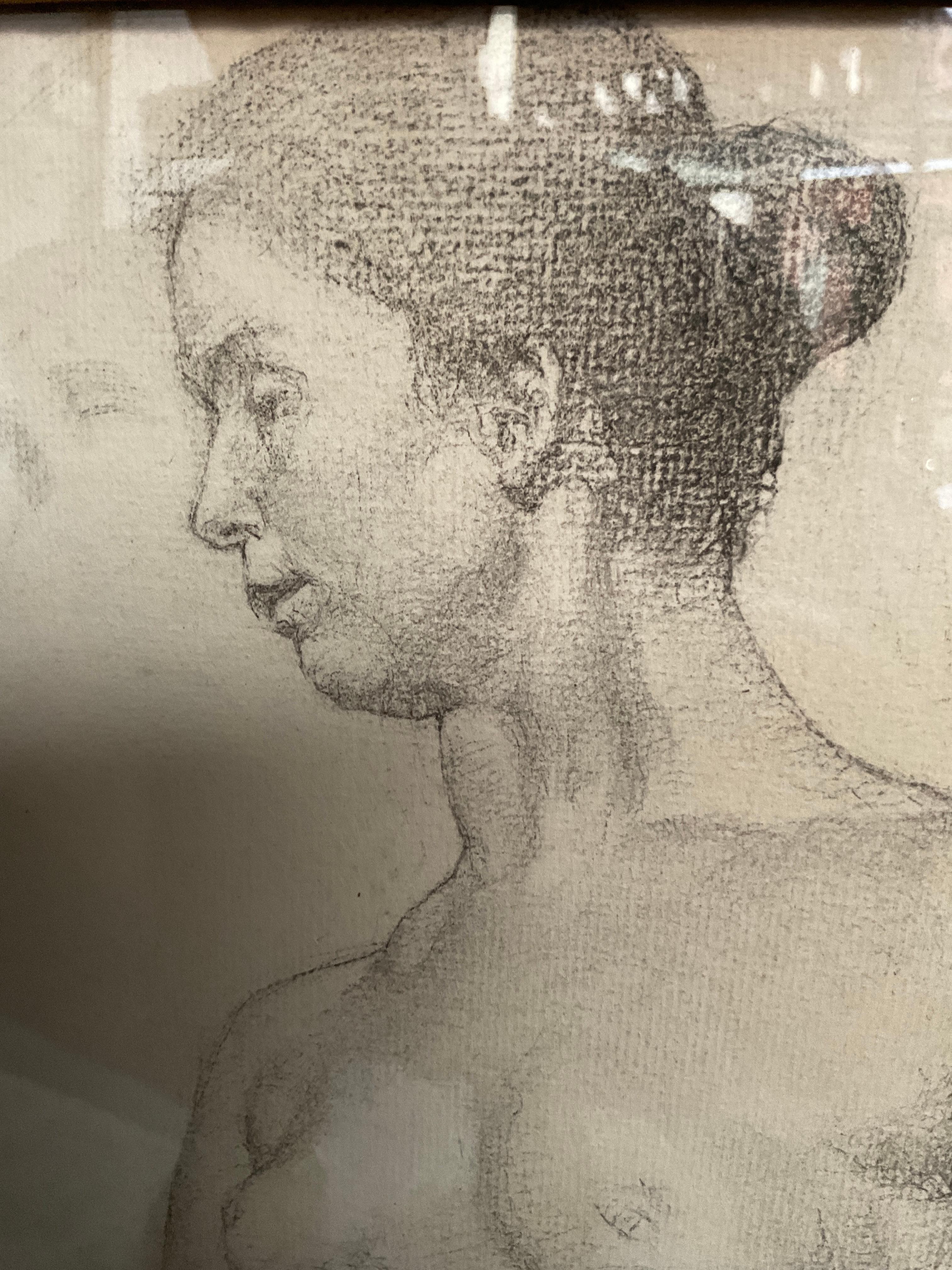 Dessin de femme nue au crayon des années 1890 en vente 2