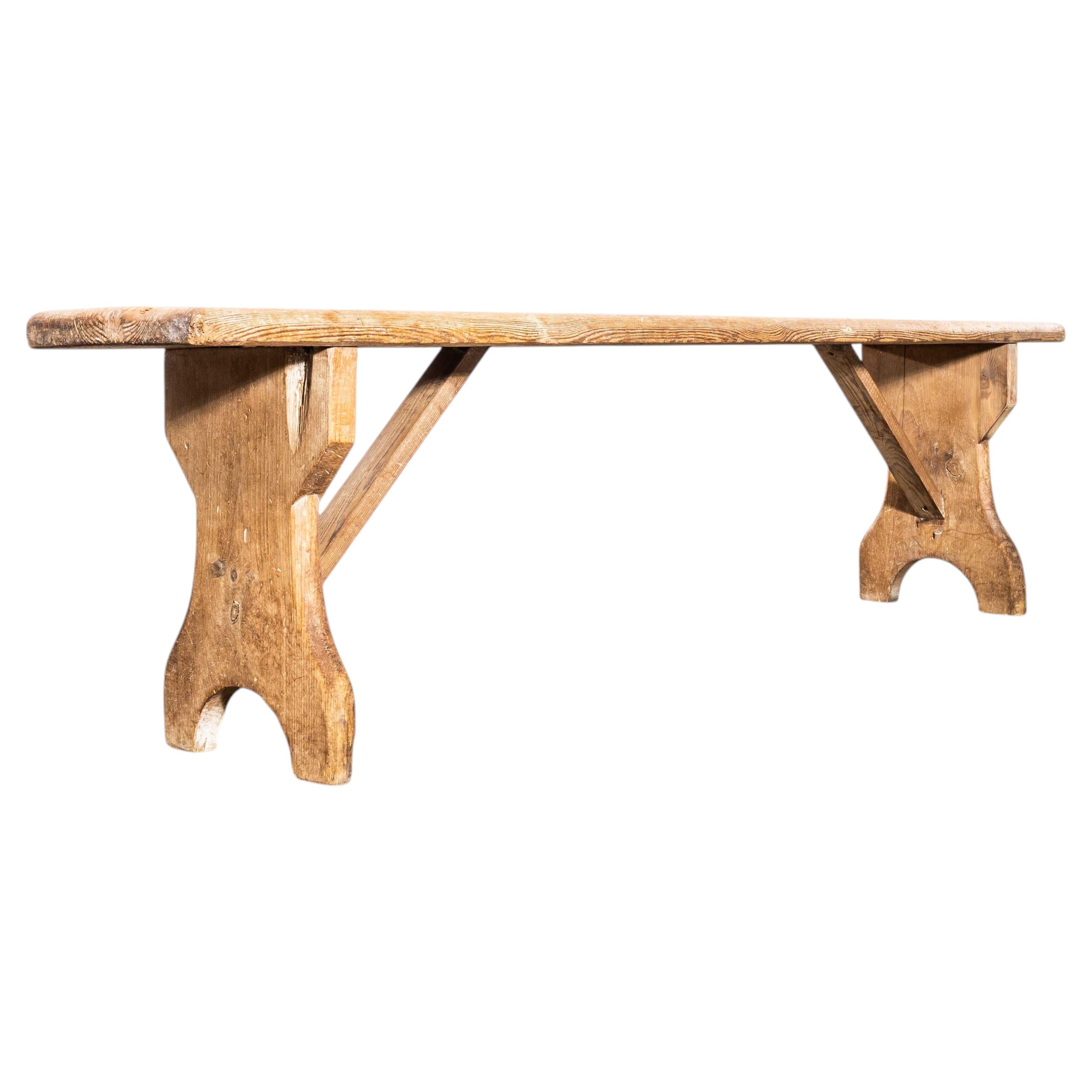 1890's Pitch Pine Weathered French Bench