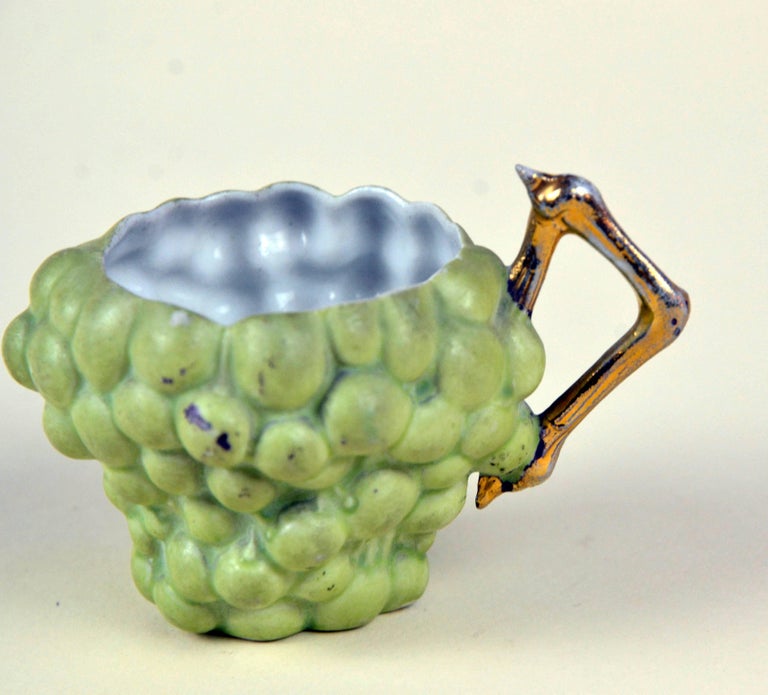 1890s Porcelain White Grape Shaped Coffee Cup Made in England For Sale