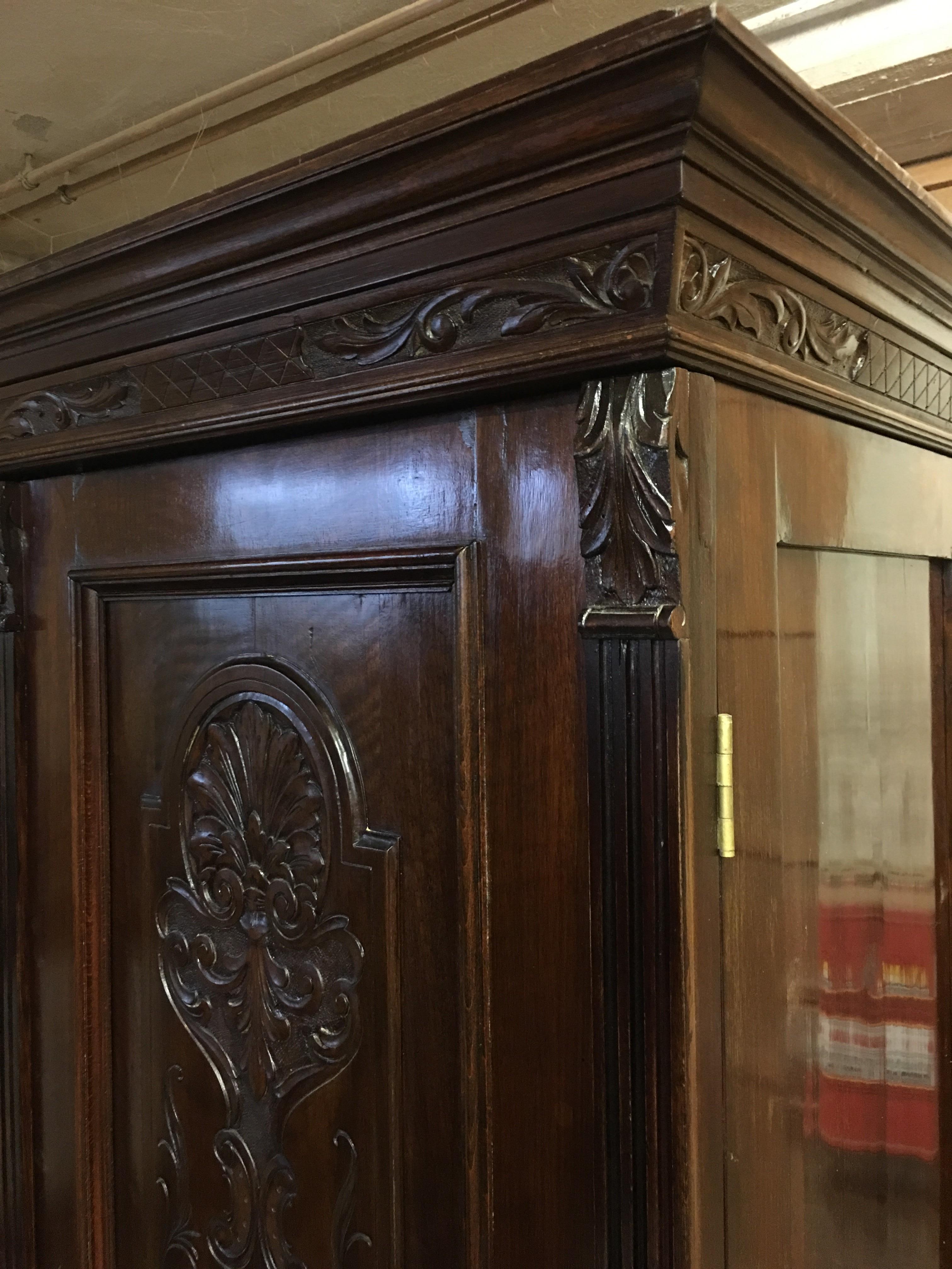 Other 1890s Prague Wilhelminian Style Walnut Wardrobe Polished Shellac For Sale