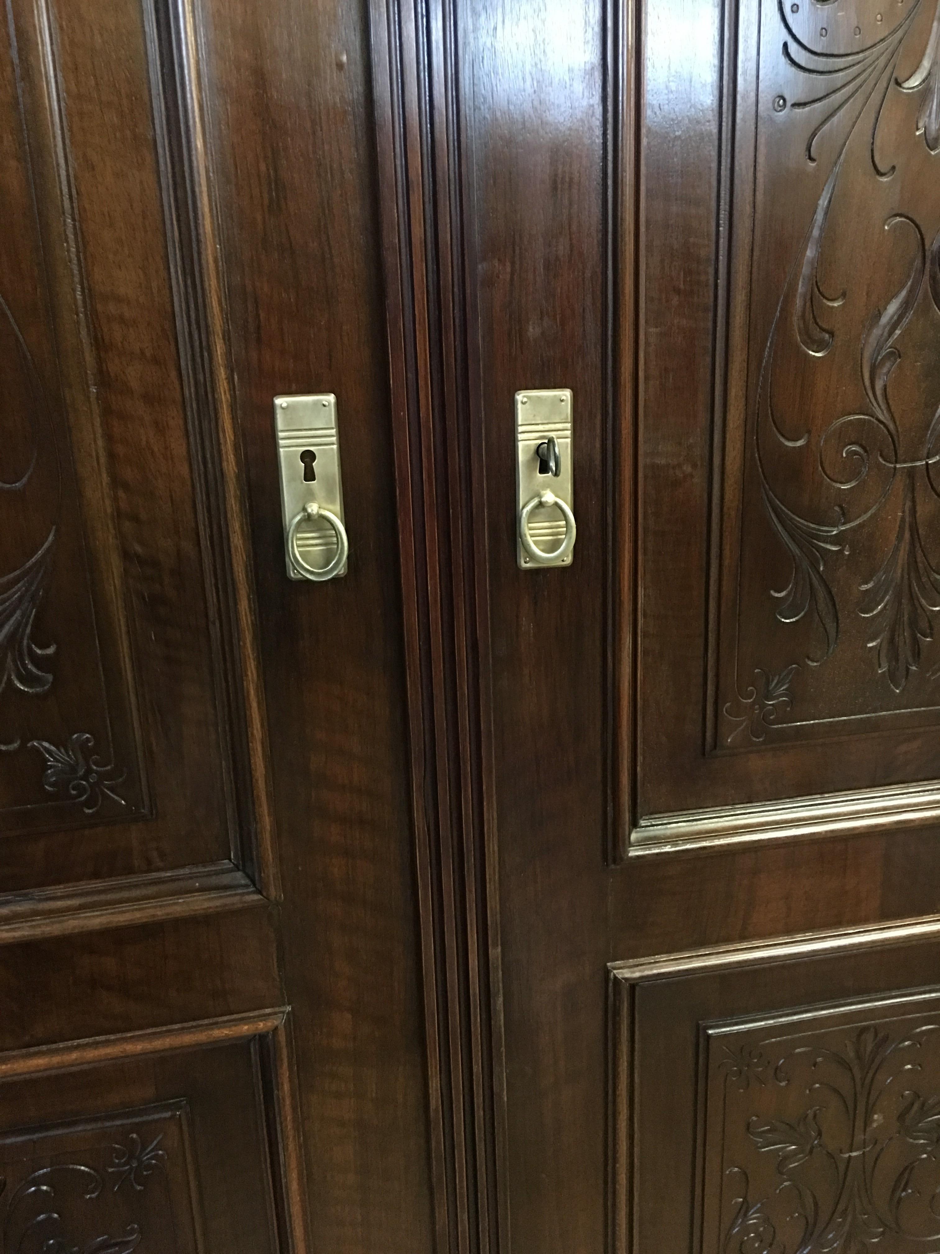 Czech 1890s Prague Wilhelminian Style Walnut Wardrobe Polished Shellac For Sale