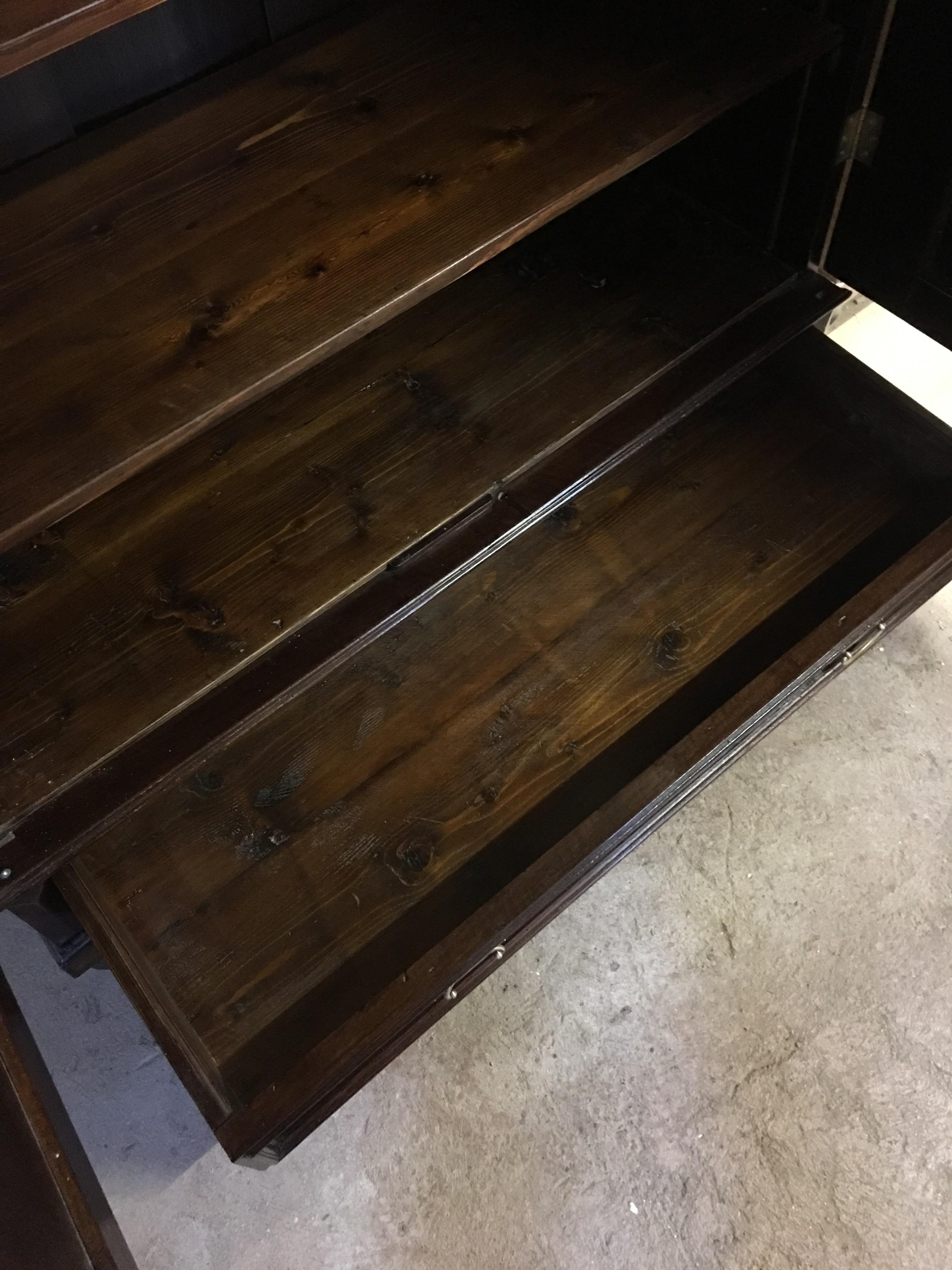 Veneer 1890s Prague Wilhelminian Style Walnut Wardrobe Polished Shellac For Sale