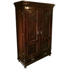 Antique 1890s Prague Wilhelminian Style Walnut Wardrobe Polished Shellac