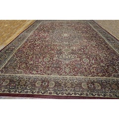 1890s Purple Large Scale Islimi Medallion Antique N. Indian Agra Rug Carpet