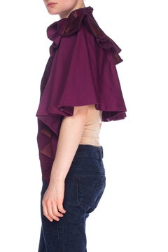 1890S Purple Wool Victorian With Taffeta Cape