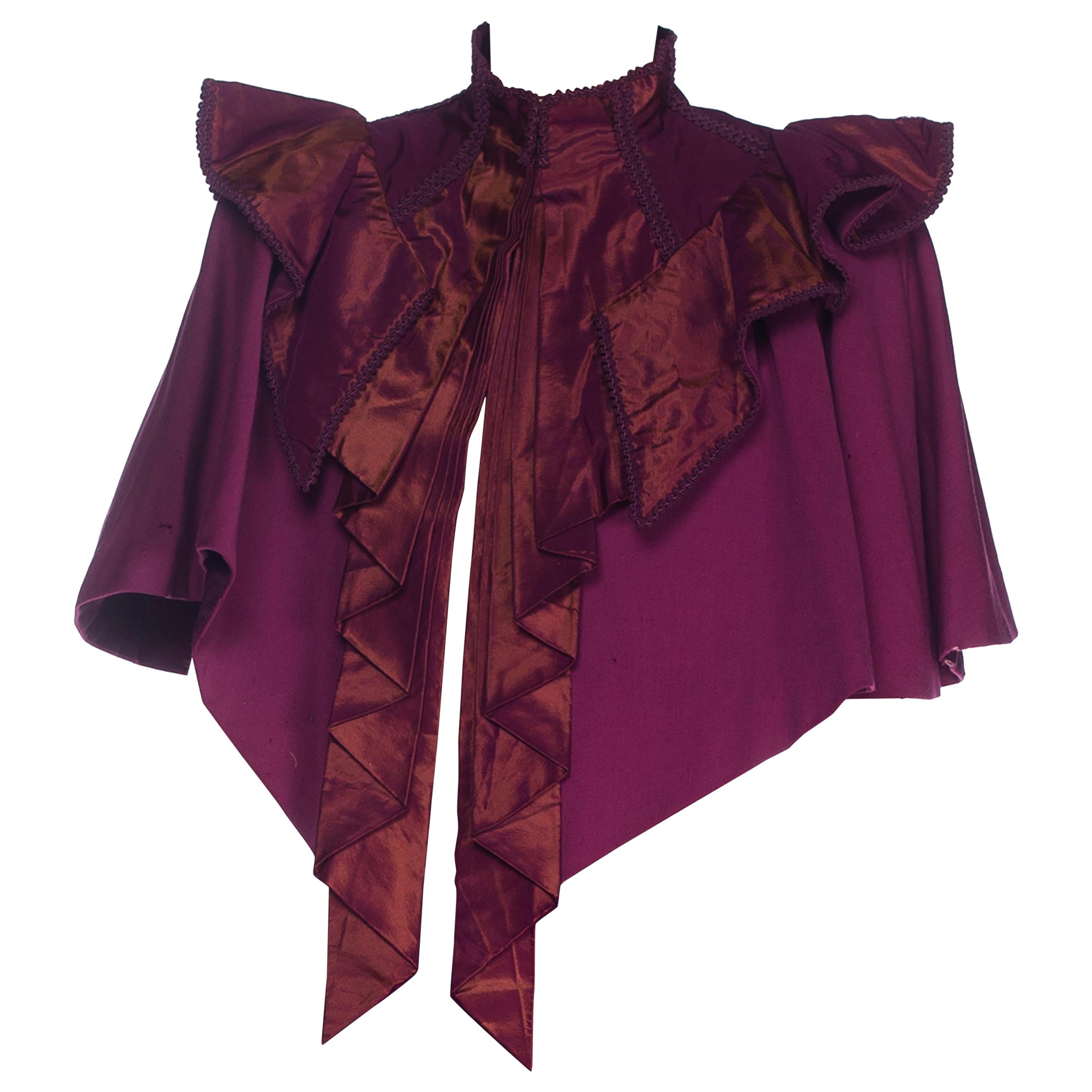 1890S Purple Wool Victorian With Taffeta Cape For Sale