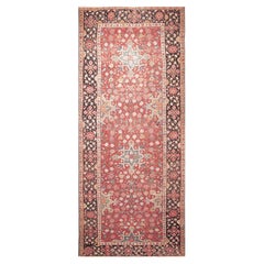 1890s Red Geometric Floral Harshang Antique Northwest Knotted Wool Runner Rug