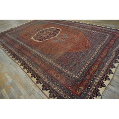 1890s Red Traditional Tribal Fish Antique Medallion Bidjar Rug Knotted Carpet
