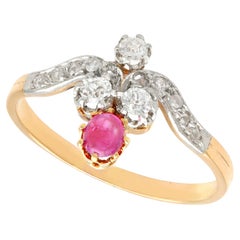 1890s Ruby and Diamond Yellow Gold Cocktail Ring