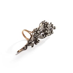 Antique European Diamond Silver Gold Flower Ring