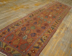 1890s Salmon Tribal Paisley N.W. Persian Bakshaiesh Carpet 3'4" x 12'6" Wool Rug